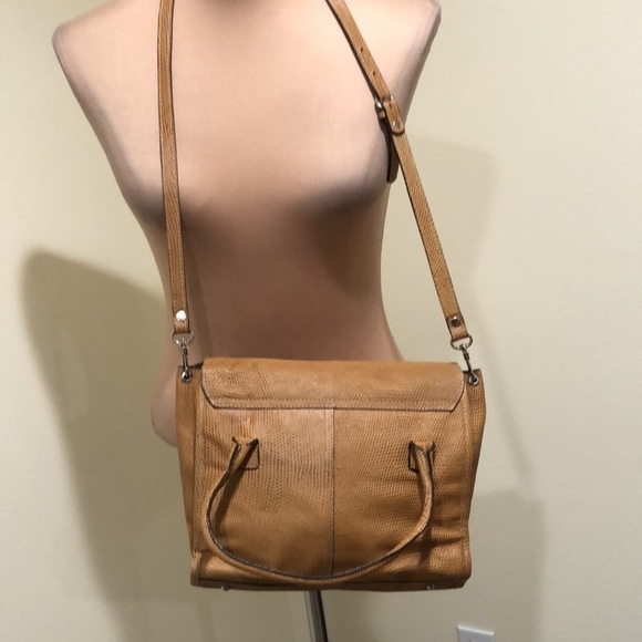 Prune Leather Purse Tan Ostrich Convertible Handbag - Picture 3 of 12